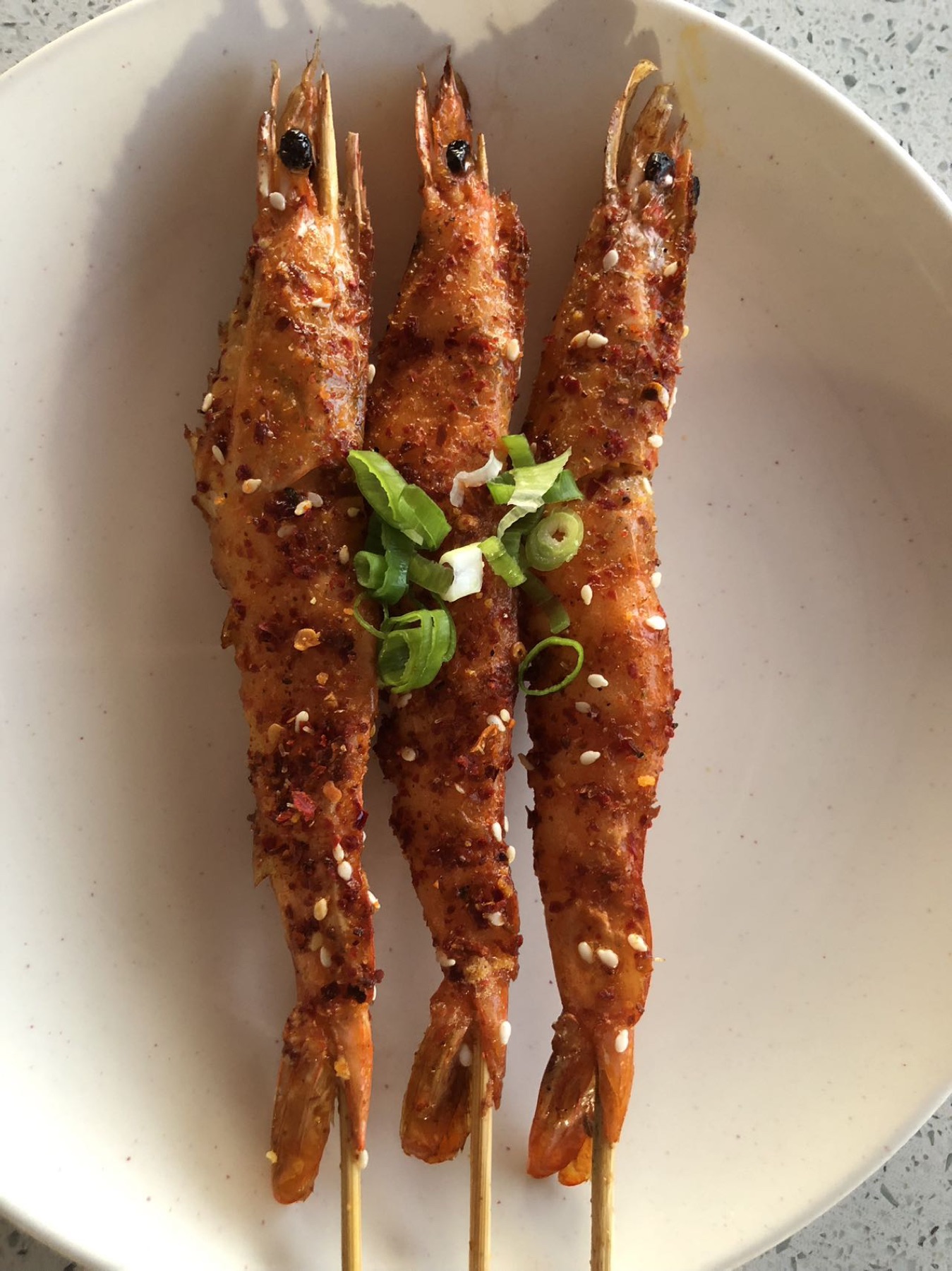 烤大虾 (3串) Grilled Prawns (3 Skewers)