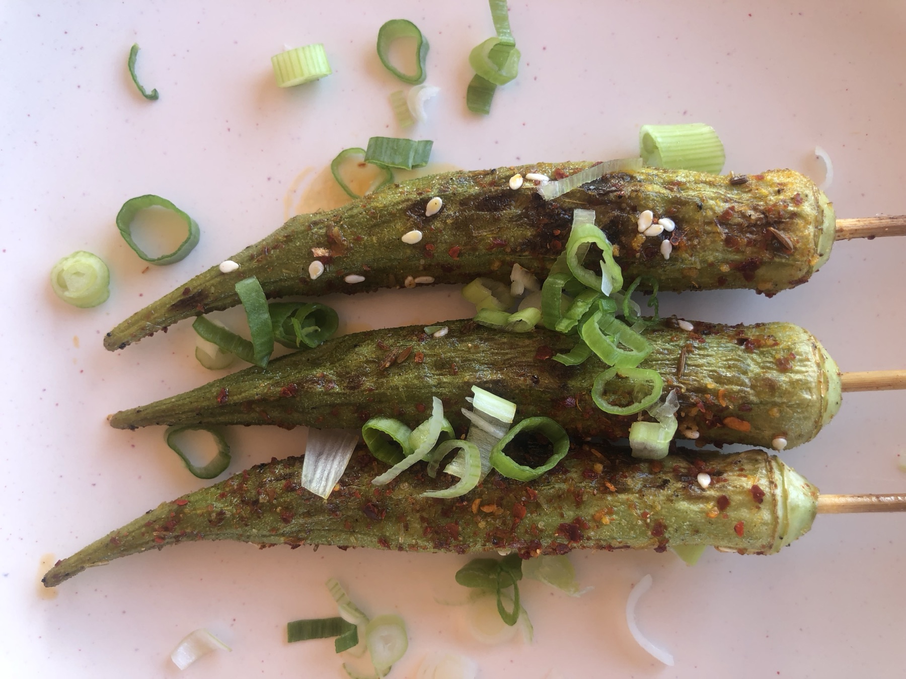 烤秋葵 (3串) Grilled Okra (3 Skewers)